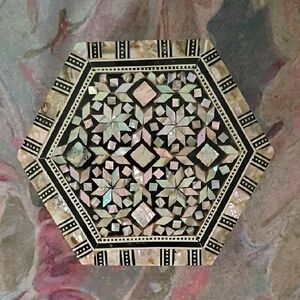 Handmade Velvet Lined Wooden Trinket Box From Egypt